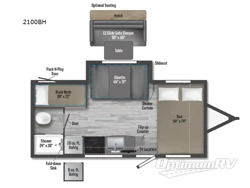 2025 Winnebago Micro Minnie 2100BH Floorplan Photo