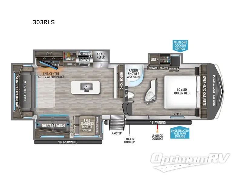 2023 Grand Design Reflection 303RLS RV Floorplan Photo