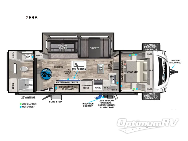 2023 Forest River Vibe 26RB RV Floorplan Photo