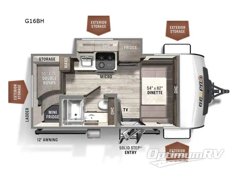 2023 Forest River Rockwood GEO Pro G16BH Floorplan Photo