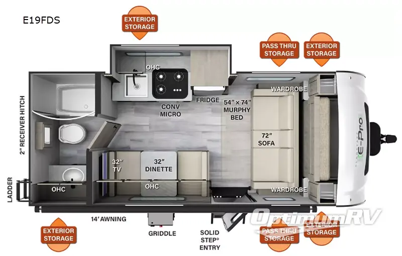 2023 Forest River Flagstaff E-Pro E19FDS Floorplan Photo
