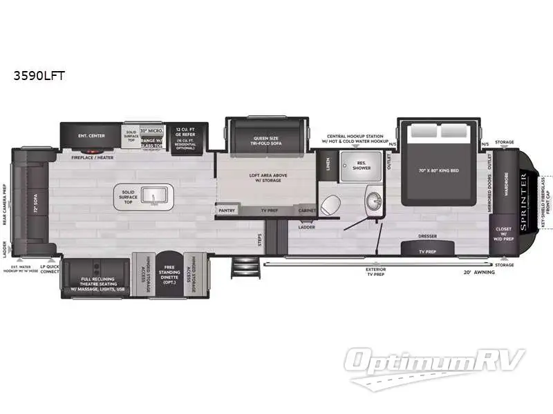 2022 Keystone Sprinter Limited 3590LFT Floorplan Photo