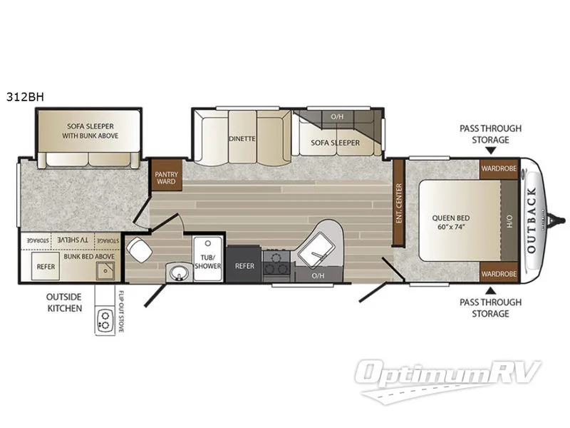 2017 Keystone Outback 312BH Floorplan Photo
