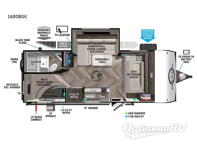 2022 Forest River Ozark 1680BSK RV Floorplan Photo