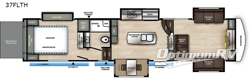 2020 Forest River RiverStone 37FLTH Floorplan Photo