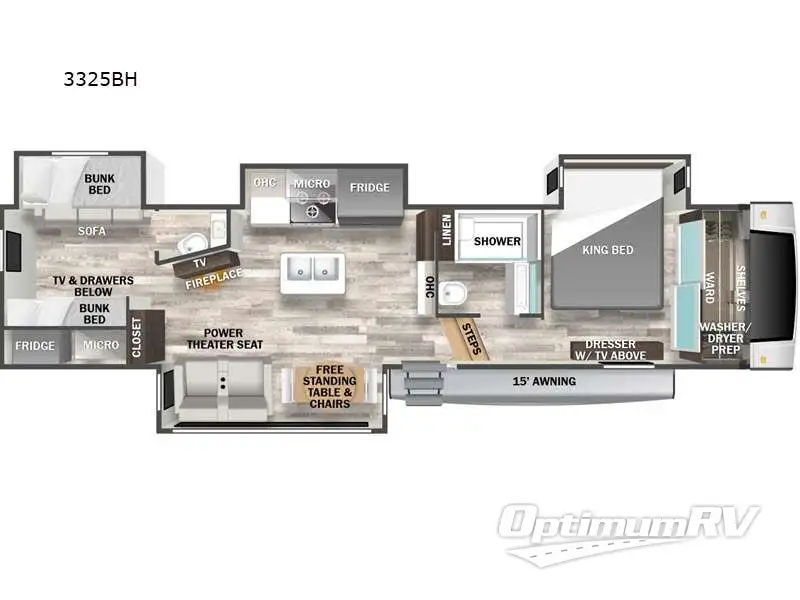 2024 Forest River Cedar Creek Experience 3325BH RV Floorplan Photo