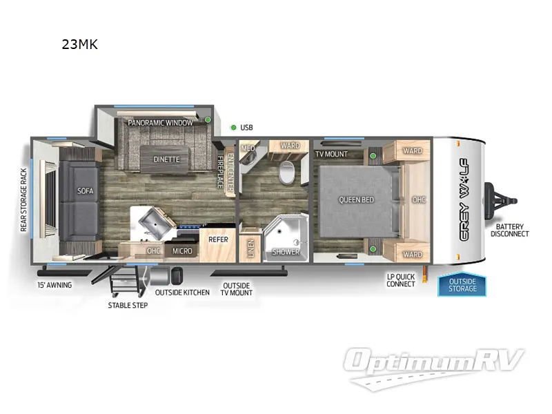 2023 Forest River Cherokee Grey Wolf 23MK Floorplan Photo