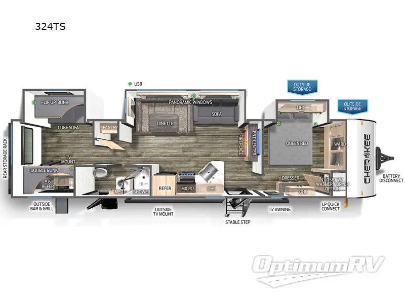 2024 Forest River Cherokee 324TS Floorplan Photo