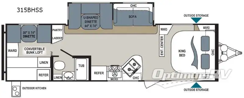 2015 Dutchmen Aerolite 315BHSS Floorplan Photo
