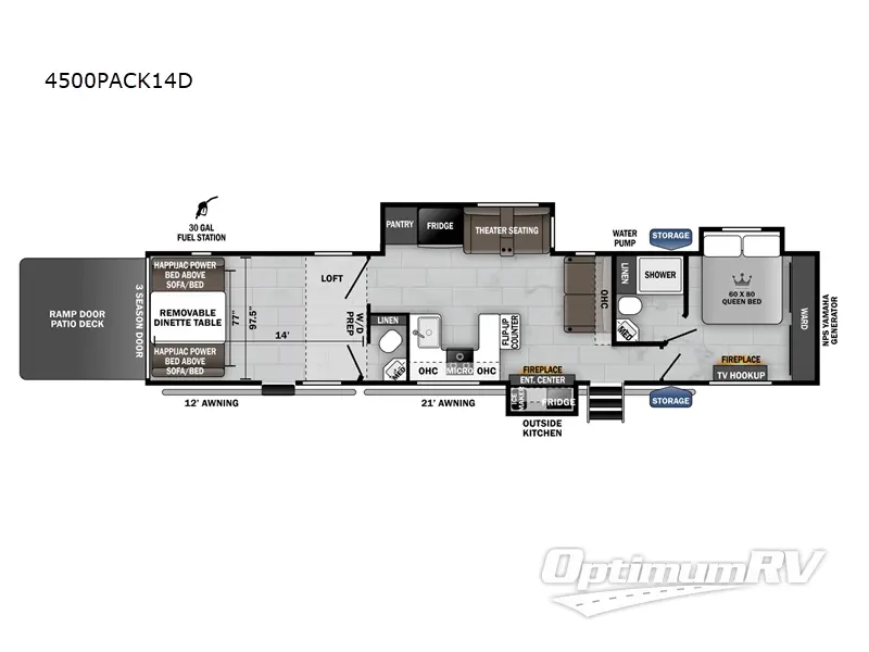 2024 Forest River Cherokee Wolf Pack 4500PACK14D RV Floorplan Photo