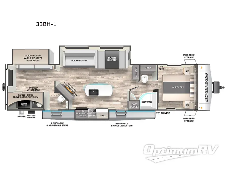 2024 Forest River Cherokee Alpha Wolf 33BH-L RV Floorplan Photo