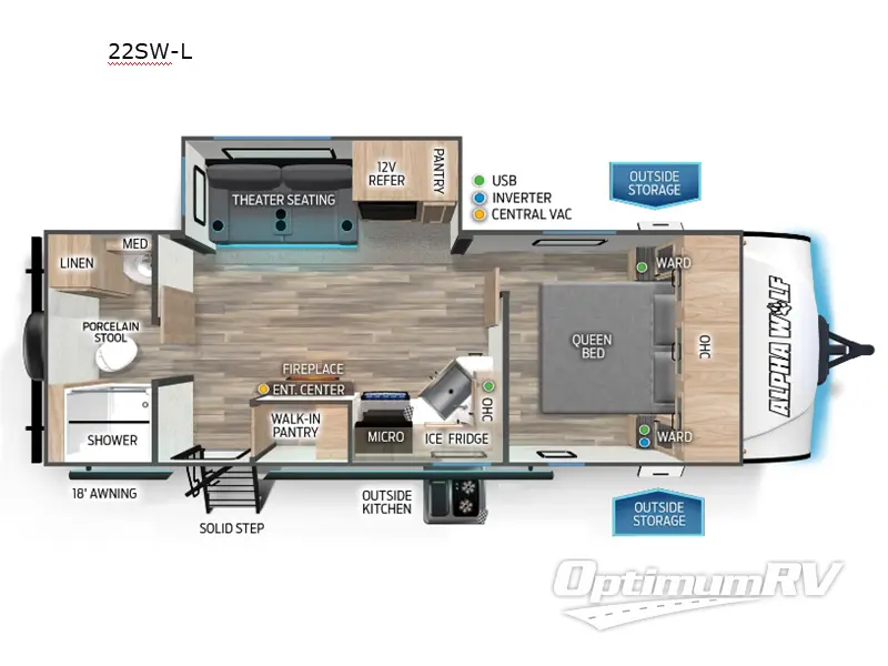 2024 Forest River Cherokee Alpha Wolf 22SW-L RV Floorplan Photo