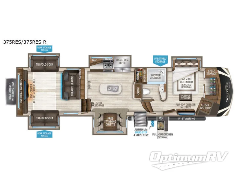 2019 Grand Design Solitude 374TH R RV Floorplan Photo