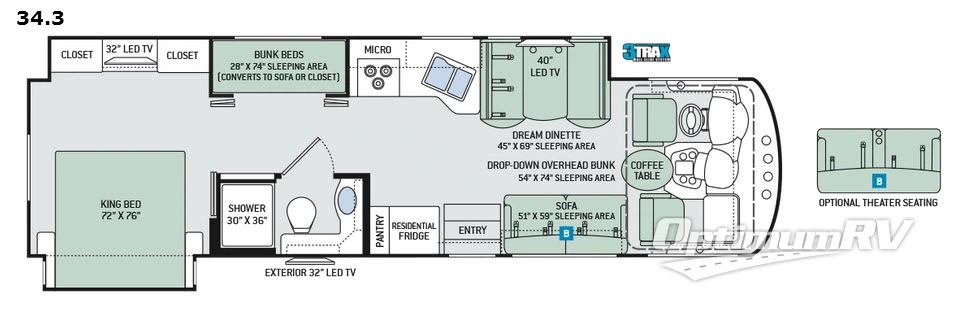 2017 Thor Miramar 34.3 Floorplan Photo
