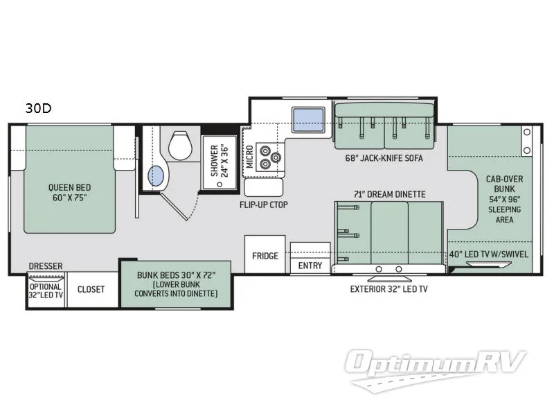 2018 Thor Four Winds 30D Bunkhouse Floorplan Photo