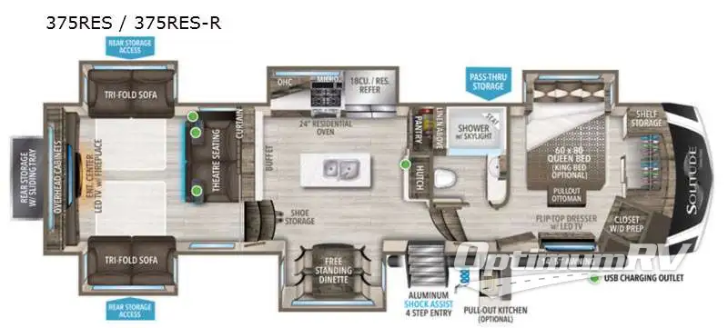 2021 Grand Design Solitude 375RES Floorplan Photo