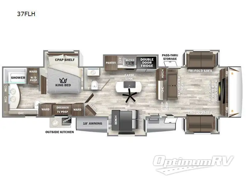 2023 Forest River Sabre 37FLH Floorplan Photo