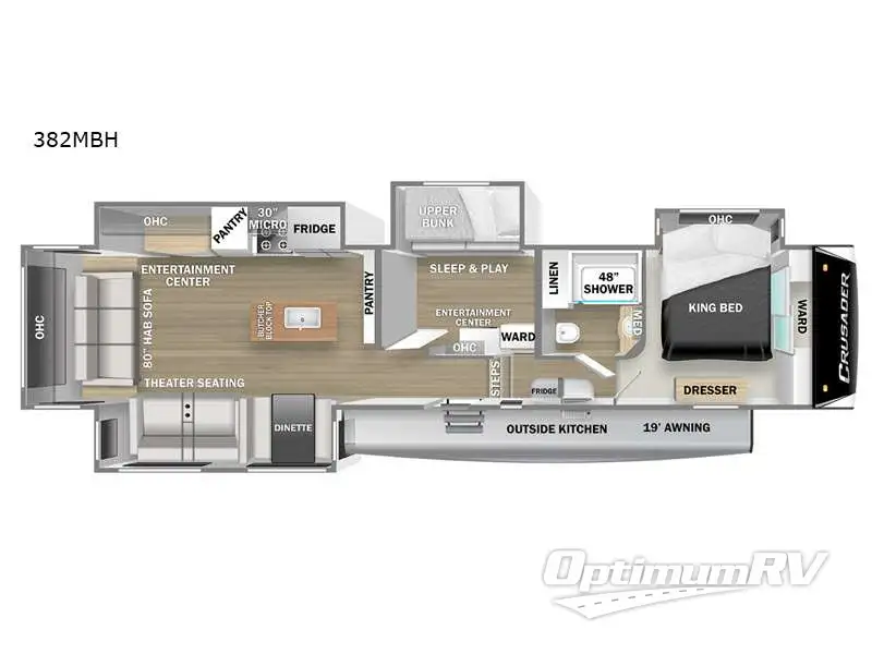 2021 Prime Time Crusader 382MBH Floorplan Photo