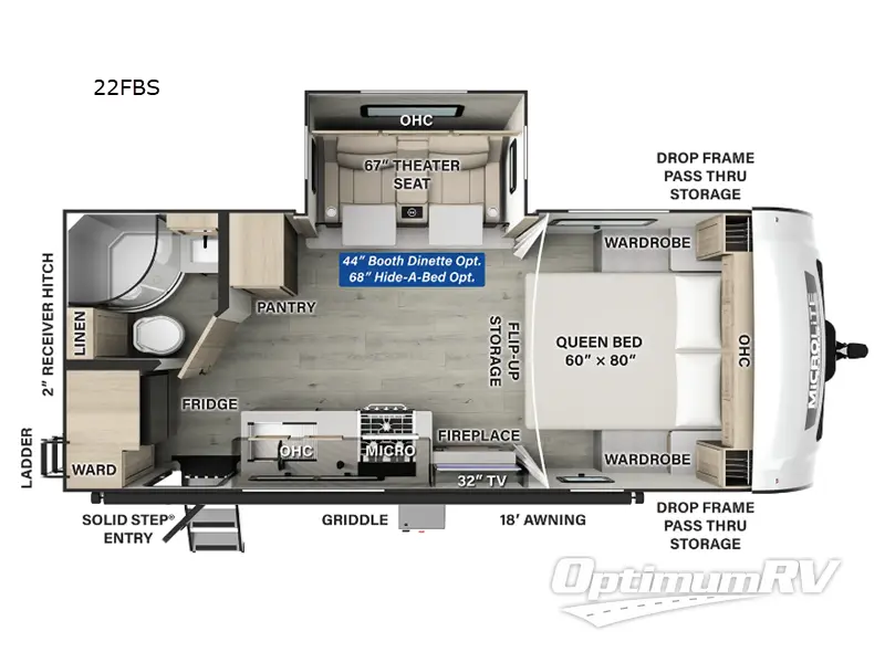 2025 Forest River Flagstaff Micro Lite 22FBS Floorplan Photo