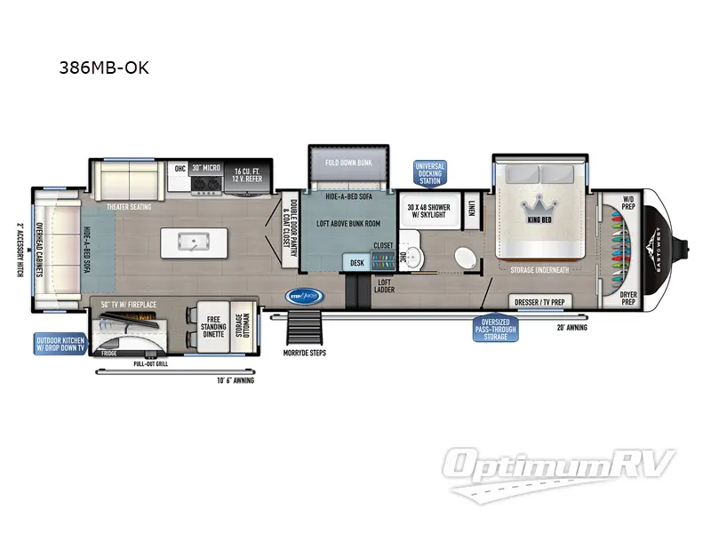 2024 East To West Tandara 386MB-OK RV Floorplan Photo