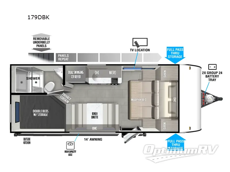 2024 Forest River Wildwood FSX 179DBK Floorplan Photo