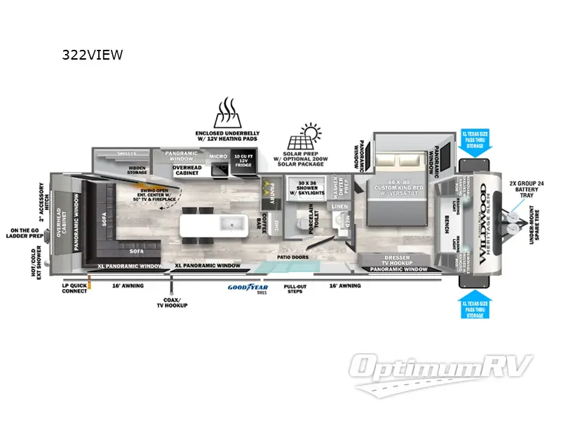 2025 Forest River Wildwood Heritage Glen 322VIEW Floorplan Photo