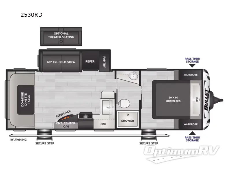 2024 Keystone Bullet Crossfire Double Axle 2530RD Floorplan Photo