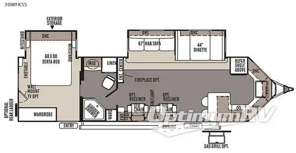 2015 Forest River Flagstaff V-Lite 30WFKSS Floorplan Photo