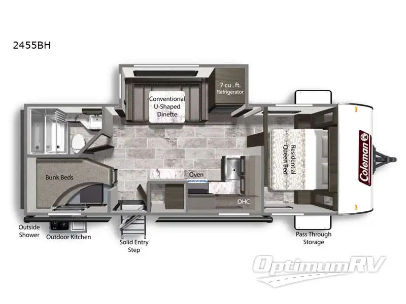 2021 Dutchmen Coleman Light 2455BH RV Floorplan Photo