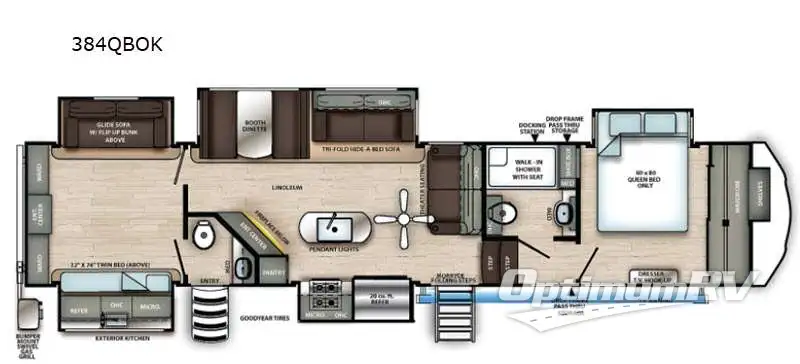 2021 Forest River Sandpiper 384QBOK Floorplan Photo
