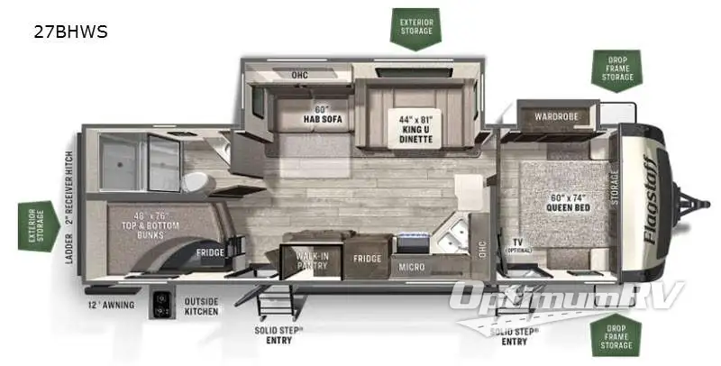2021 Forest River Flagstaff Super Lite 27BHWS Floorplan Photo