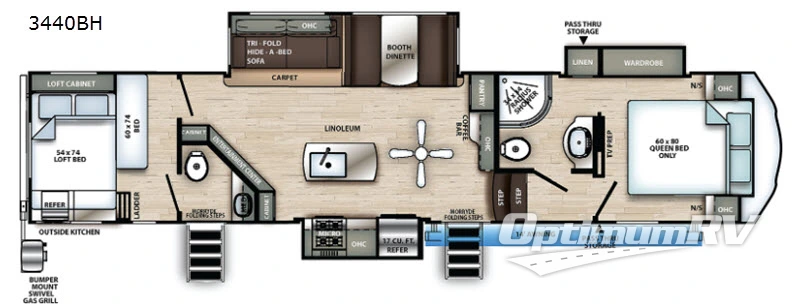 2021 Forest River Sandpiper C-Class 3440BH Floorplan Photo