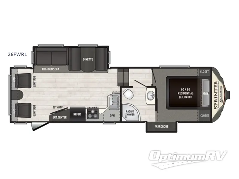 2019 Keystone Sprinter Campfire Edition 26FWRL Floorplan Photo