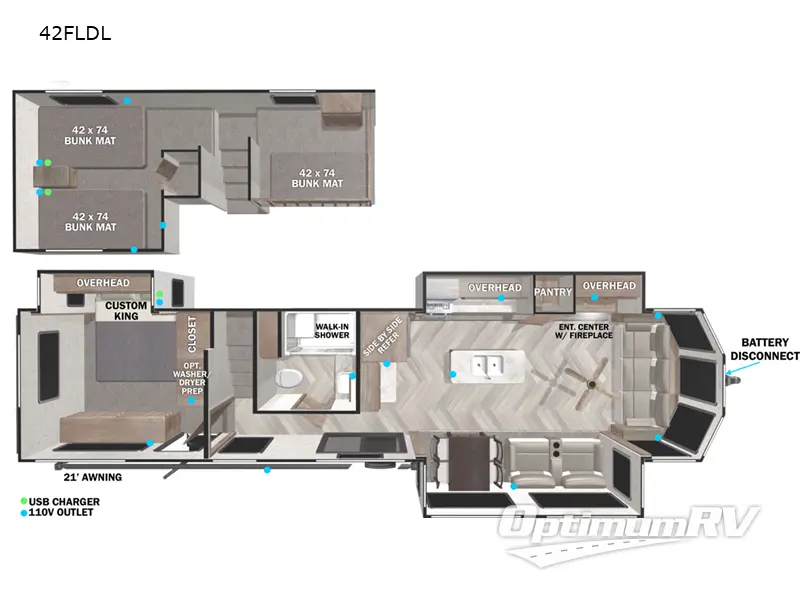 2022 Forest River Salem Grand Villa 42FLDL Floorplan Photo