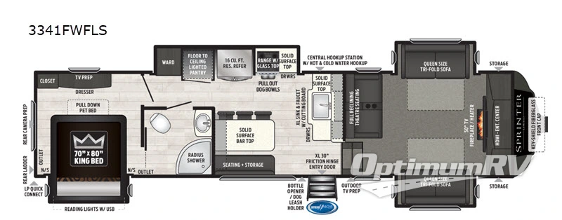 2020 Keystone Sprinter 3341FWFLS RV Floorplan Photo