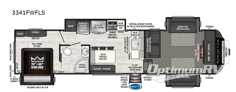 2020 Keystone Sprinter 3341FWFLS Floorplan Photo