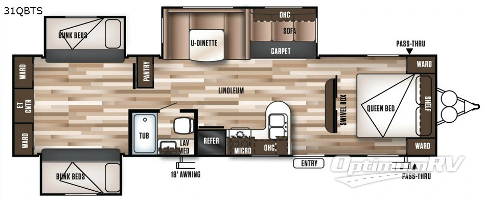 2018 Forest River Wildwood 31QBTS RV Floorplan Photo