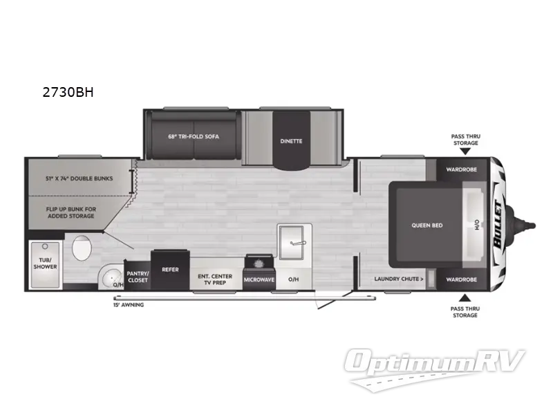 2022 Keystone Bullet Crossfire 2730BH Floorplan Photo