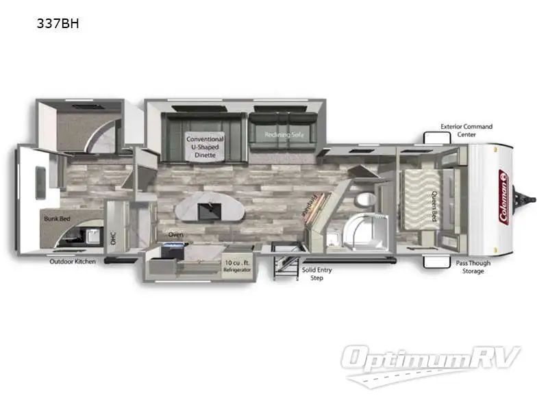 2023 Dutchmen Coleman Lantern Series 337BH Floorplan Photo