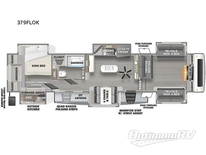 2022 Forest River Sandpiper Luxury 379FLOK Floorplan Photo
