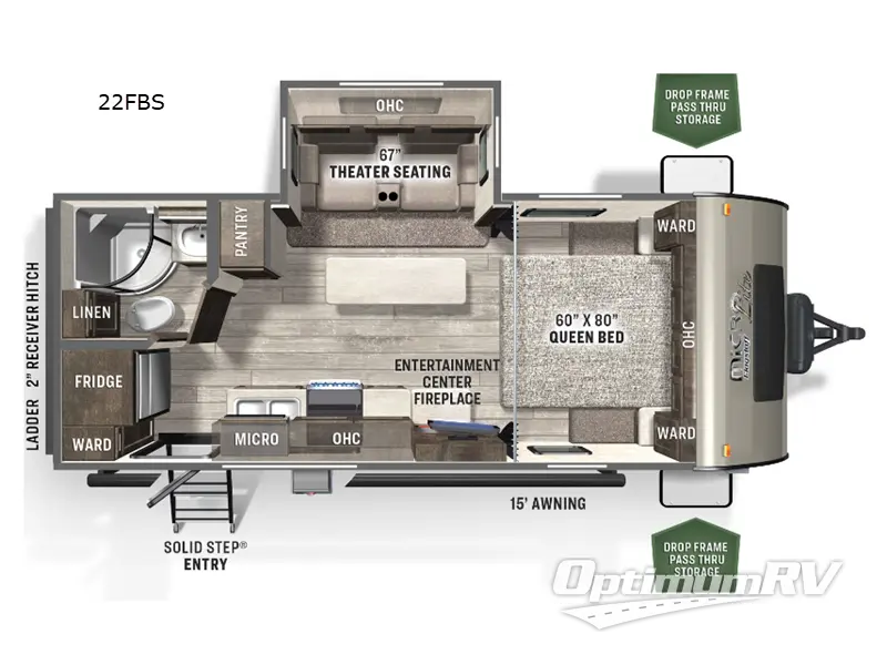 2023 Forest River Flagstaff Micro Lite 22FBS Floorplan Photo