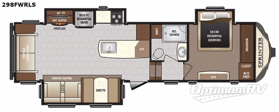 2018 Keystone Sprinter 298FWRLS Floorplan Photo