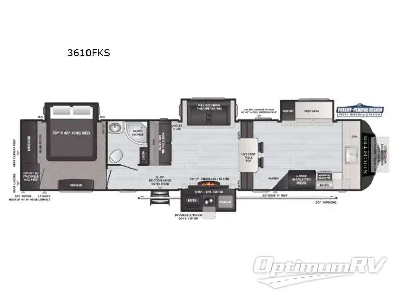 2021 Keystone Sprinter Limited 3610FKS Floorplan Photo