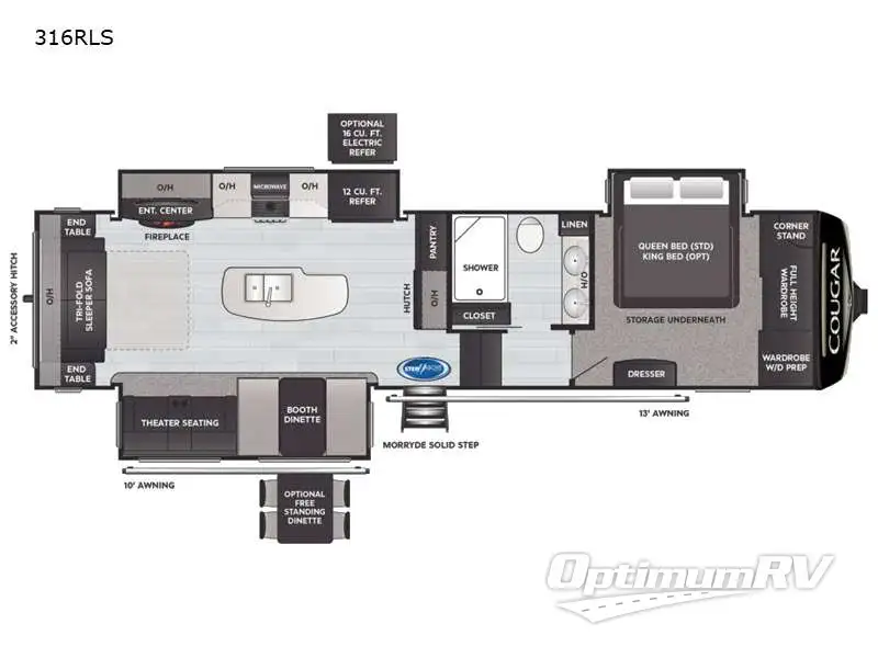 2021 Keystone Cougar 316RLS Floorplan Photo