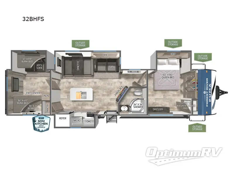 2025 Palomino Puma 32BHFS Floorplan Photo