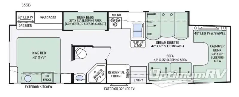 2016 Thor Four Winds Super C 35SB Floorplan Photo