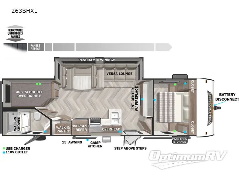 2022 Forest River Wildwood X-Lite 263BHXL Floorplan Photo