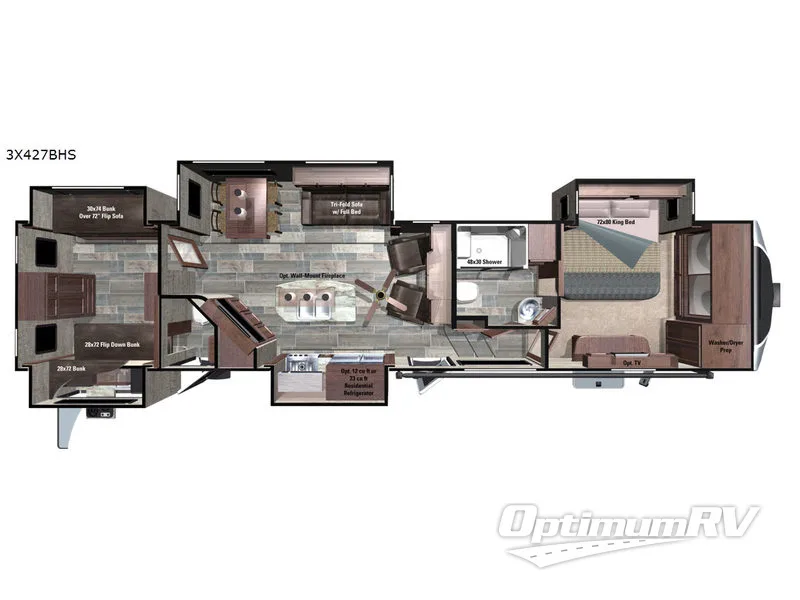 2018 Highland Ridge Open Range 3X 427BHS Floorplan Photo
