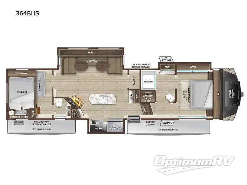 2023 Highland Ridge Roamer RF364BHS RV Floorplan Photo