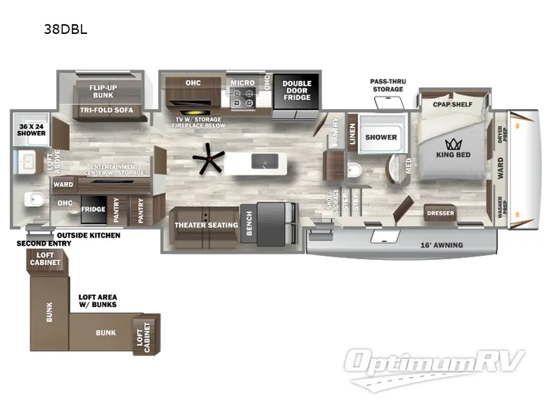 2024 Forest River Sabre 38DBL Floorplan Photo